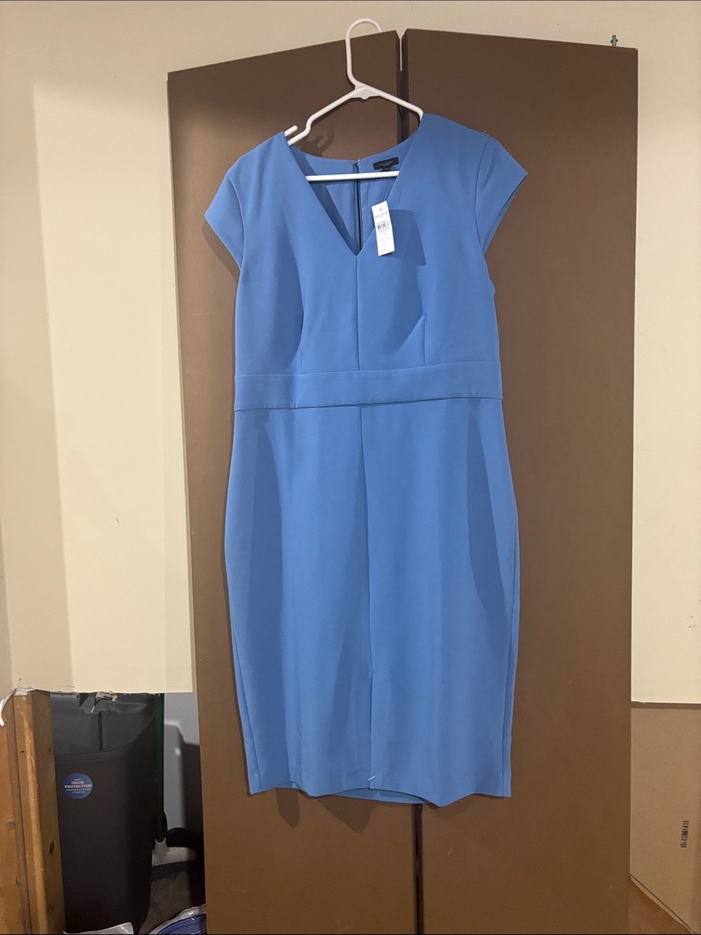 Ann Taylor Light Blue Cap-Sleeve Sheath Dress